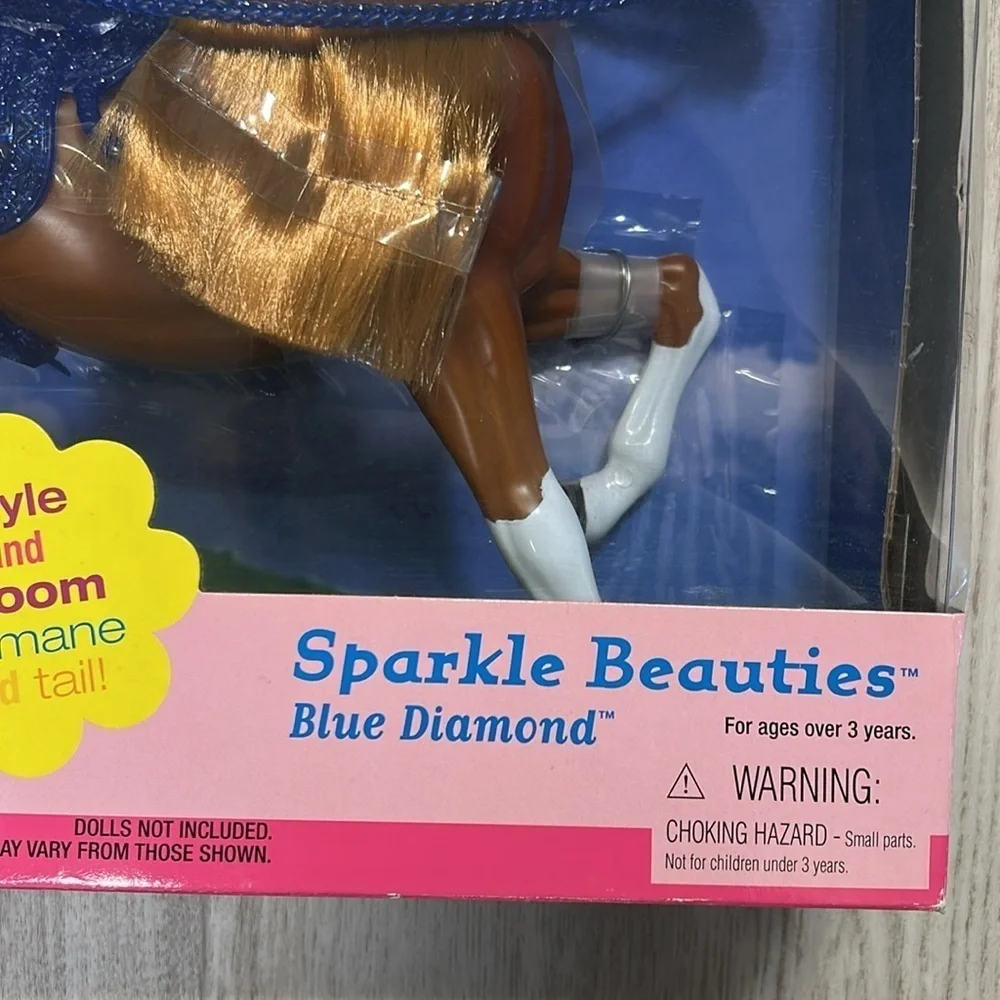 Vintage Y2K NIB Barbie Sparkle Beauties Blue Diamond Horse w/Sparkling Barrettes